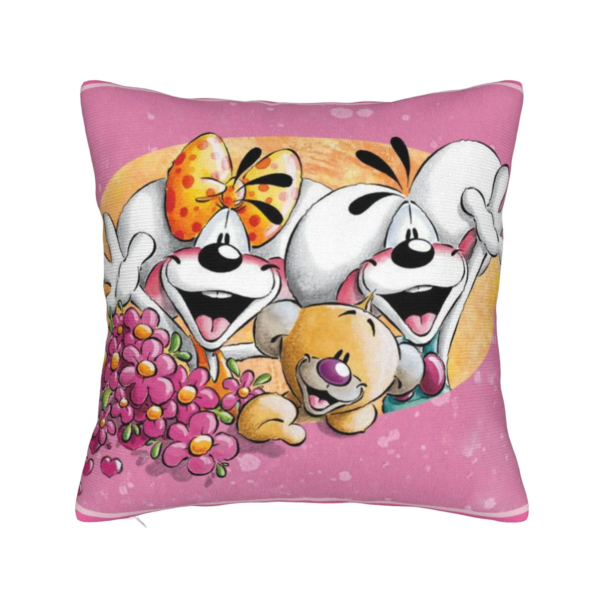 taies d'oreiller animaux rose ours chien zip invisible cartoon opacité coton polyester lit