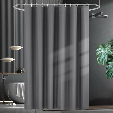 rideau douche moderne minimaliste aimants lestés motif géométrique carrés noirs blancs motifs floraux transparent