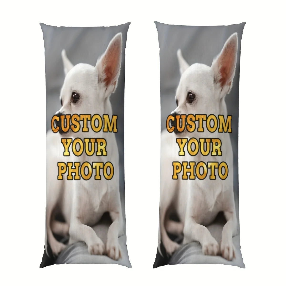 coussin personnalisable photo chien blanc gris moderne 100 polyester zip invisible 50x137cm
