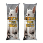 coussin personnalisable photo chien blanc gris moderne 100 polyester zip invisible 50x137cm