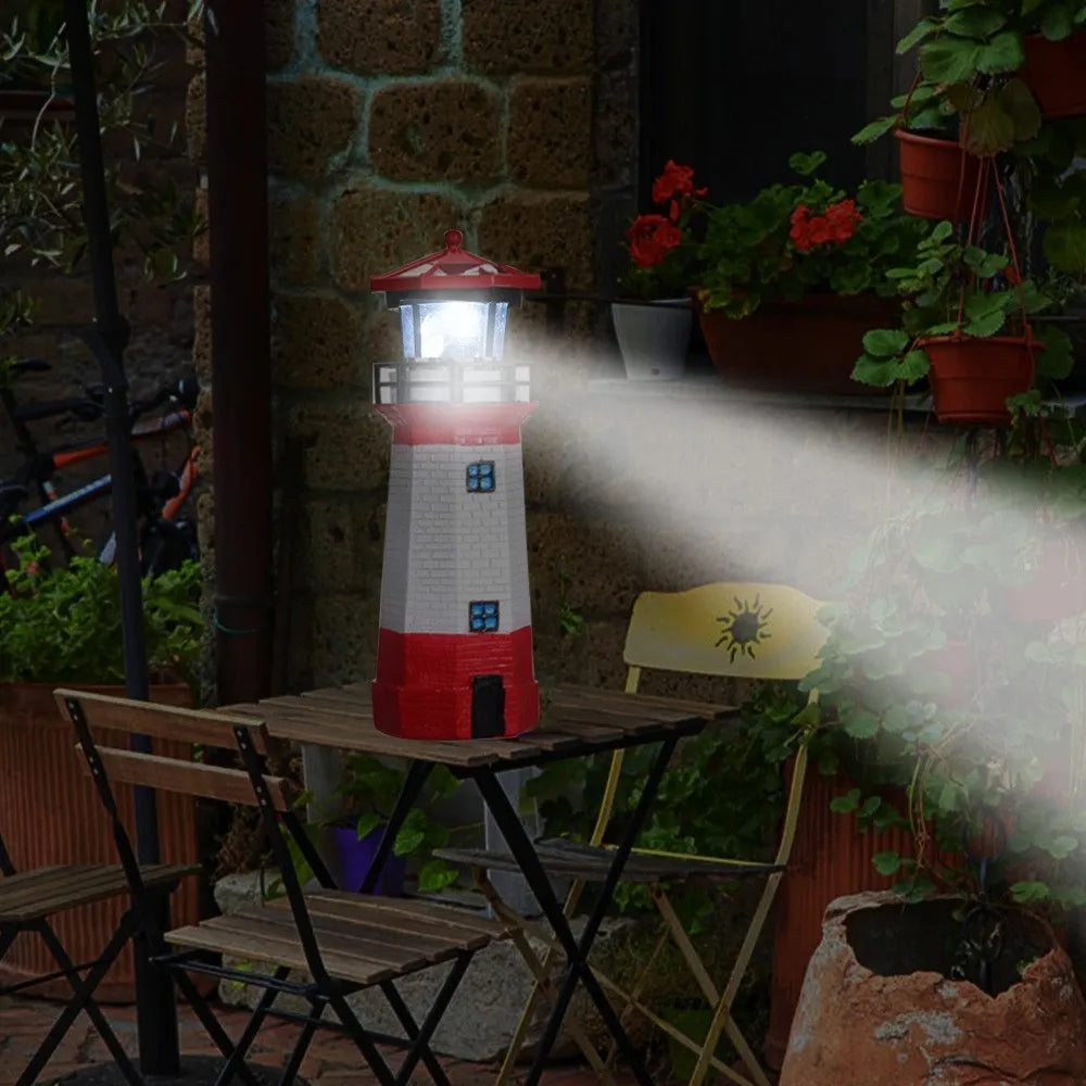 phare solaire rotatif rouge blanc certification ip65 classiqueextérieur jardin decoration