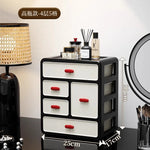 boîte maquillage moderne boîtes rangement noires blanches rouges poignées motifs géométriques