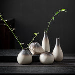 vases décoration gris brun minimaliste artisanal hydroponie fleurs séchées plante verte