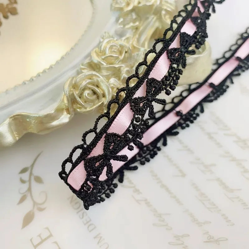 rubans décoratifs dentelle florale noir rose blanc coton polyester vintage shabby chicUsageId1 YardUsageId