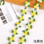 ruban decoratif brode fleurs feuilles 2cm largeur vert rose bleu orange mariage decoration ecologique
