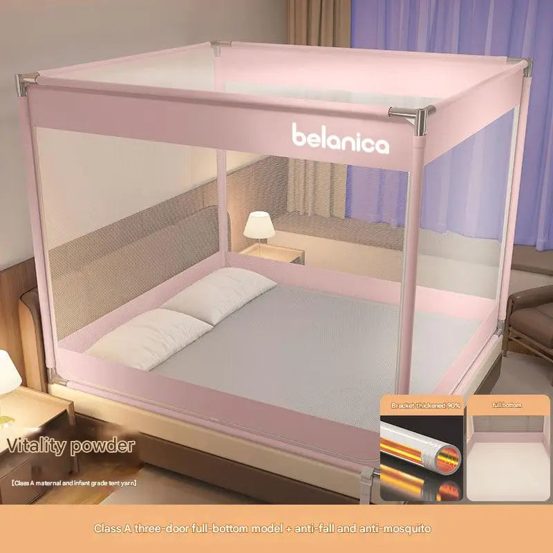 lit baldaquin moustiquaire polyester plié unisexe moderne beige blanc clips chambre enfants bébés