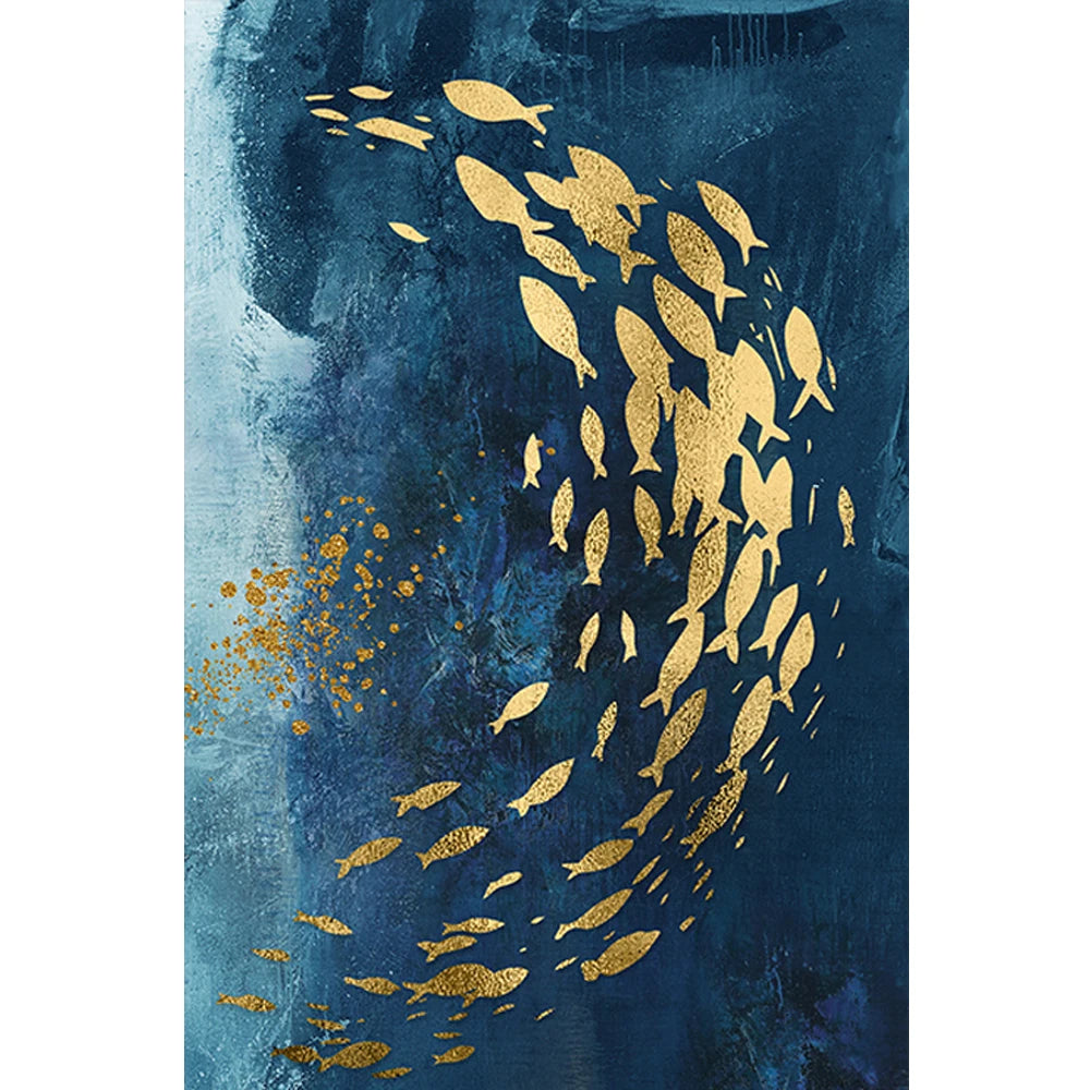 affiches abstraites poissons dorés moderne toile animaux compagne decoration maison salon