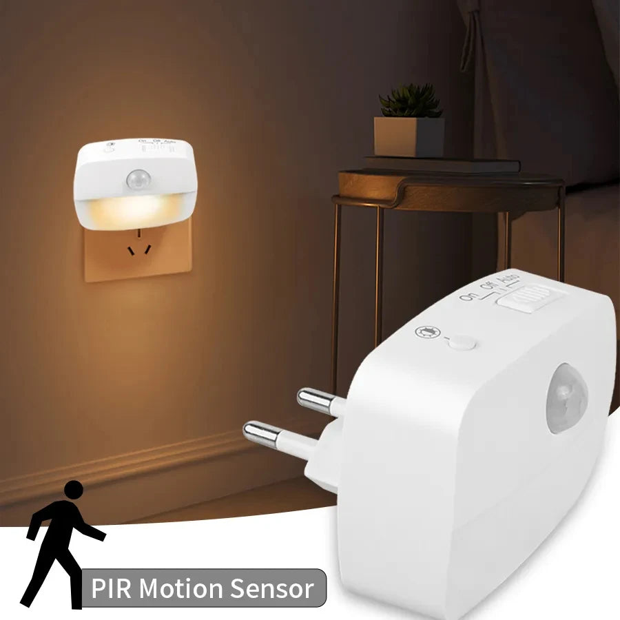 veilleuse led mini nuit blanc moderne capteur mouvement prise murale fixe 64x44mm opaquer sans