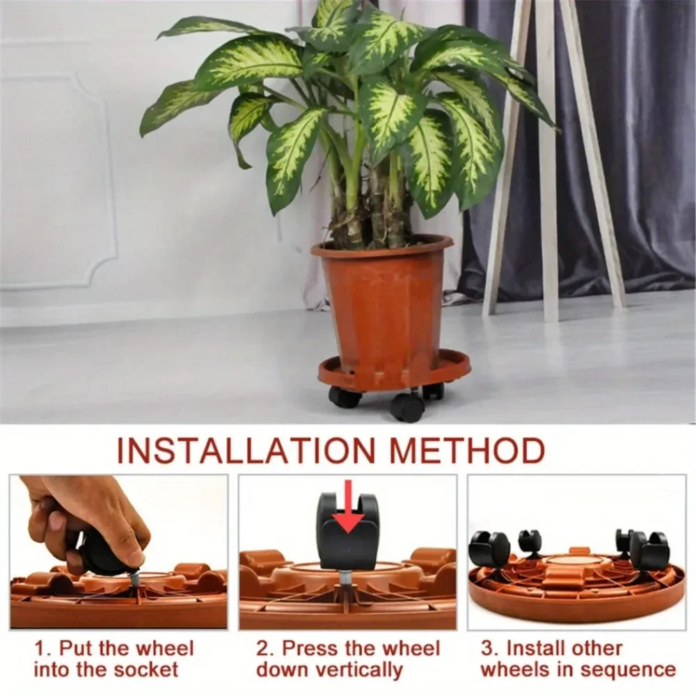 plateau roulettes plante orange pratique moderne roues noires 30cm 36cm