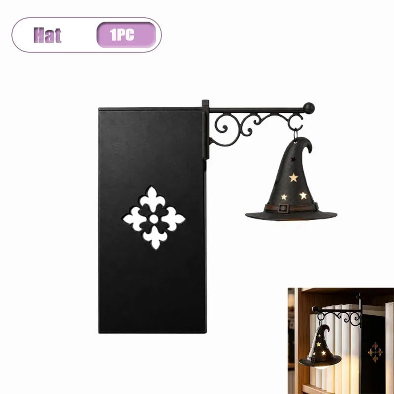 lampe lecture suspendue halloween fantôme motifs floraux gothique vintage crochet mural noir blanc