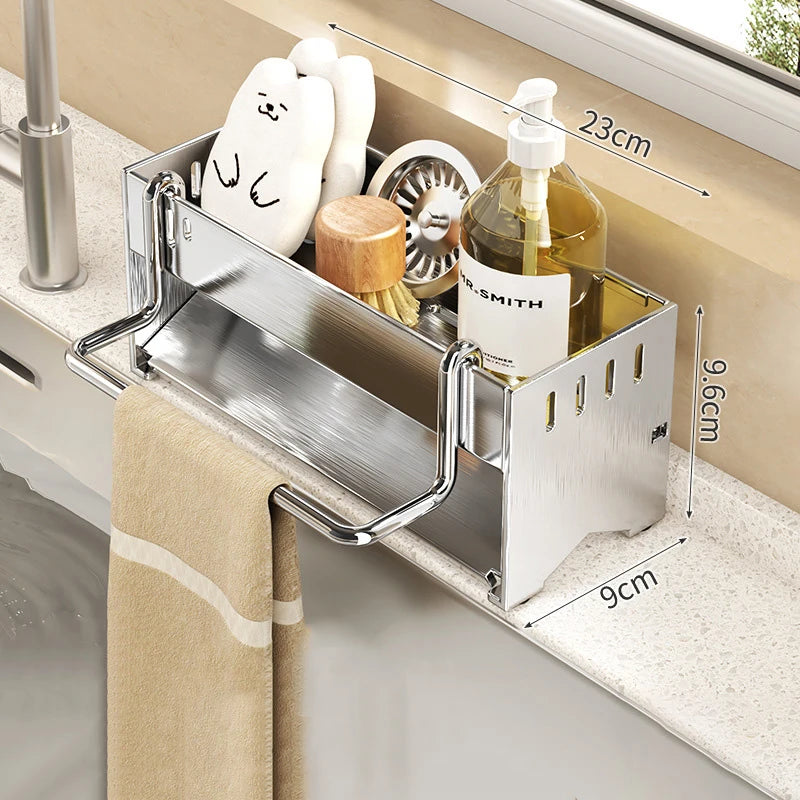 étagère cuisine moderne multifonctionnelle argentée lisse clips fixation minimaliste