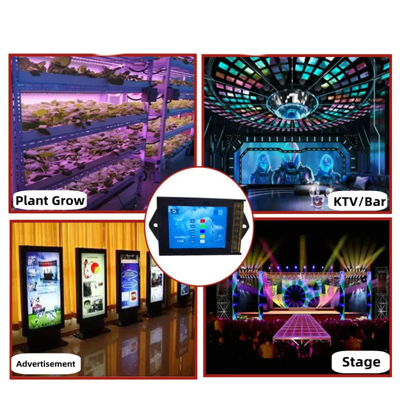 contrôleur led programmable wifi noir 12v 24v 5canaux 20a rgbw cct dim clips lcd