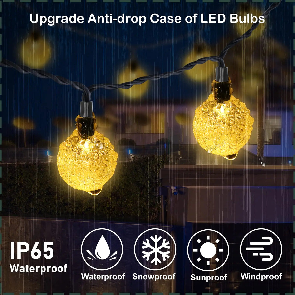 guirlande lumineuse solaire led blanc chaud boules translucides exterieur jardin decoration noel camping