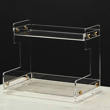 étagère transparente noire rangement cosmétique vis modernes bouteilles pots minimaliste