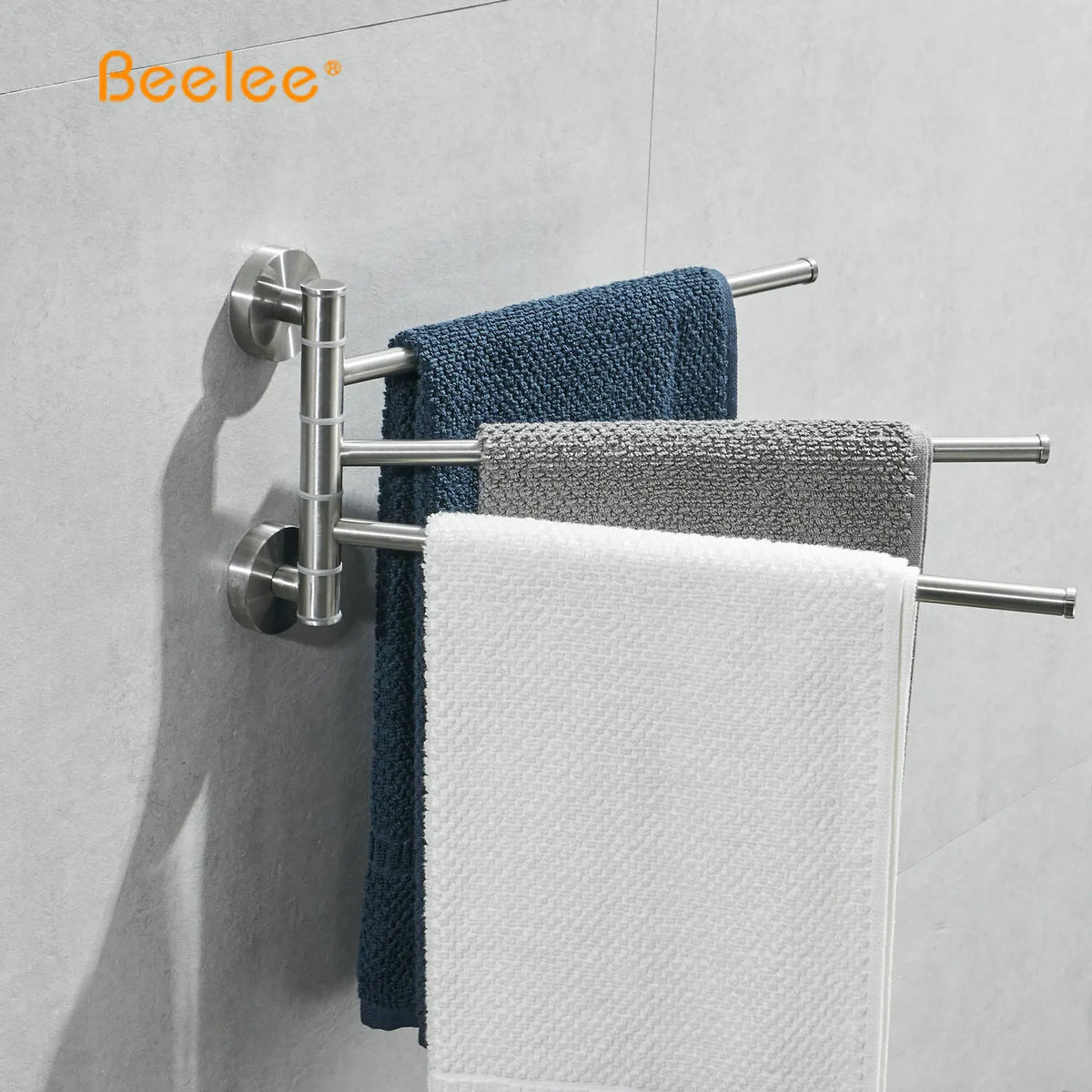 porte serviettes mural moderne acier inoxydable brossé fixations argente argenté lisse