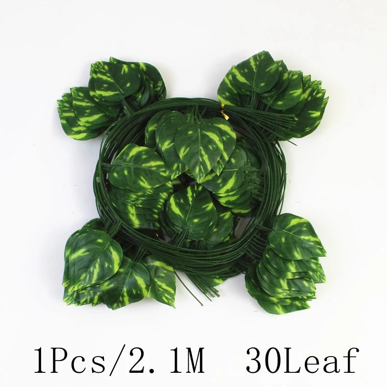 guirlande végétale artificielle feuilles vert naturel decoration extérieure mariage fête thanksgiving christmas party hanging