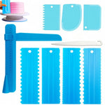 couteau gâteau dents scie spatule réglable blanc rose utilitaire pâtisserie cuisine pliable rigide
