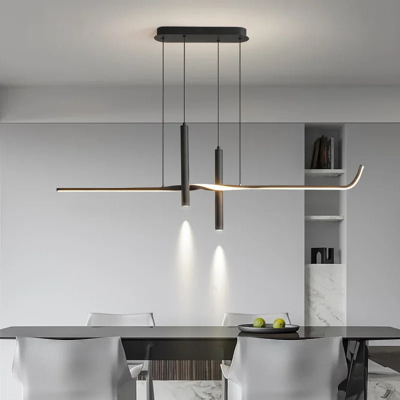 suspension lumineuse moderne pendentif led noir blanc contemporain 120cm 90260v