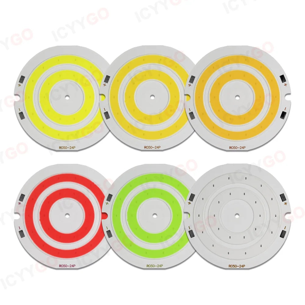 plaque led 2w 50mm blanc rouge vert jaune rayures concentriques modernes 3000k 4200k 6500k