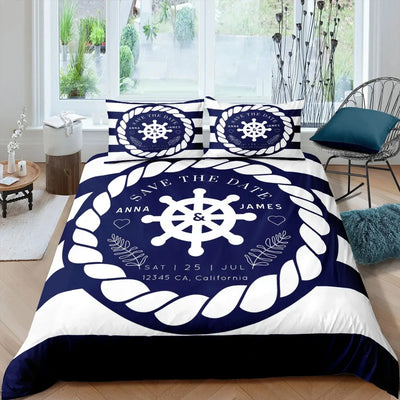 Housse de couette 200x240 Océan 3D avec motif ancre