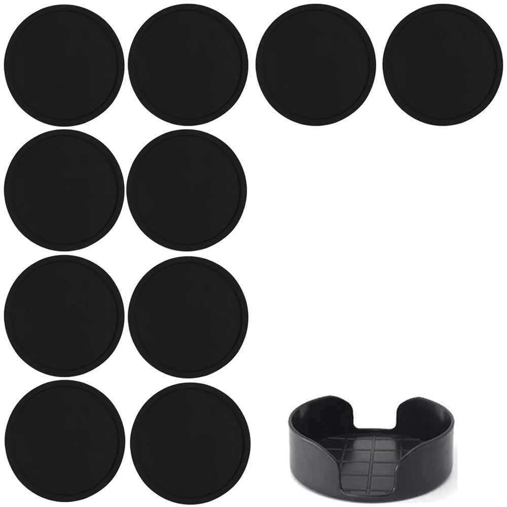 coasters silicone antidérapants antiadhésifs noirs modernes boissons chaudes froides table transparents respectueux environnement
