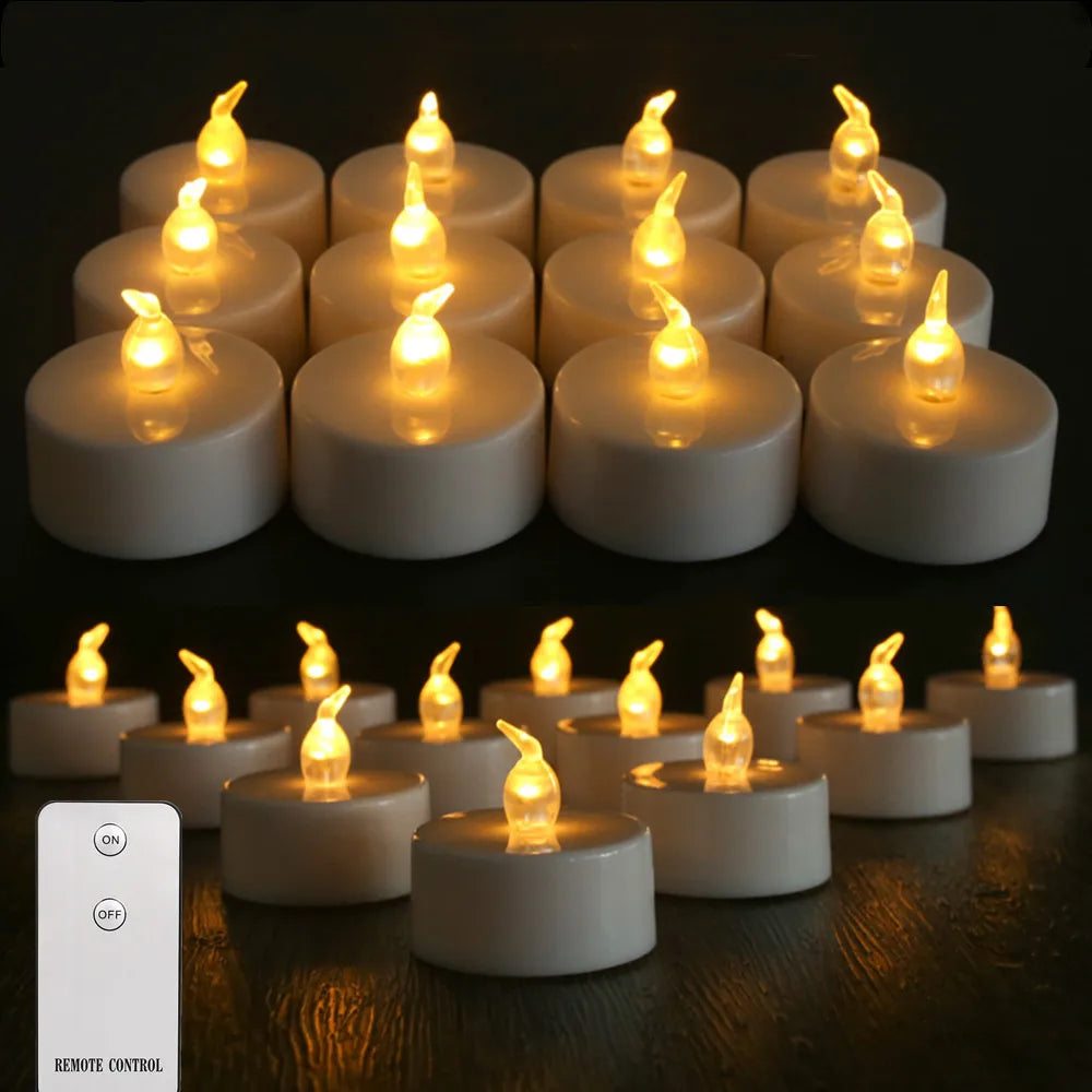 bougies led sans flamme scintillantes blanc modernes lumineuses pack 12 24 6pcs
