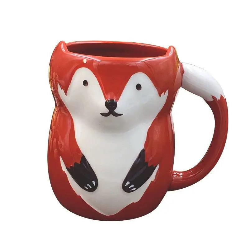 tasse céramique porcelaine renard dessin animé orange blanc noir poignée respectueux environnement