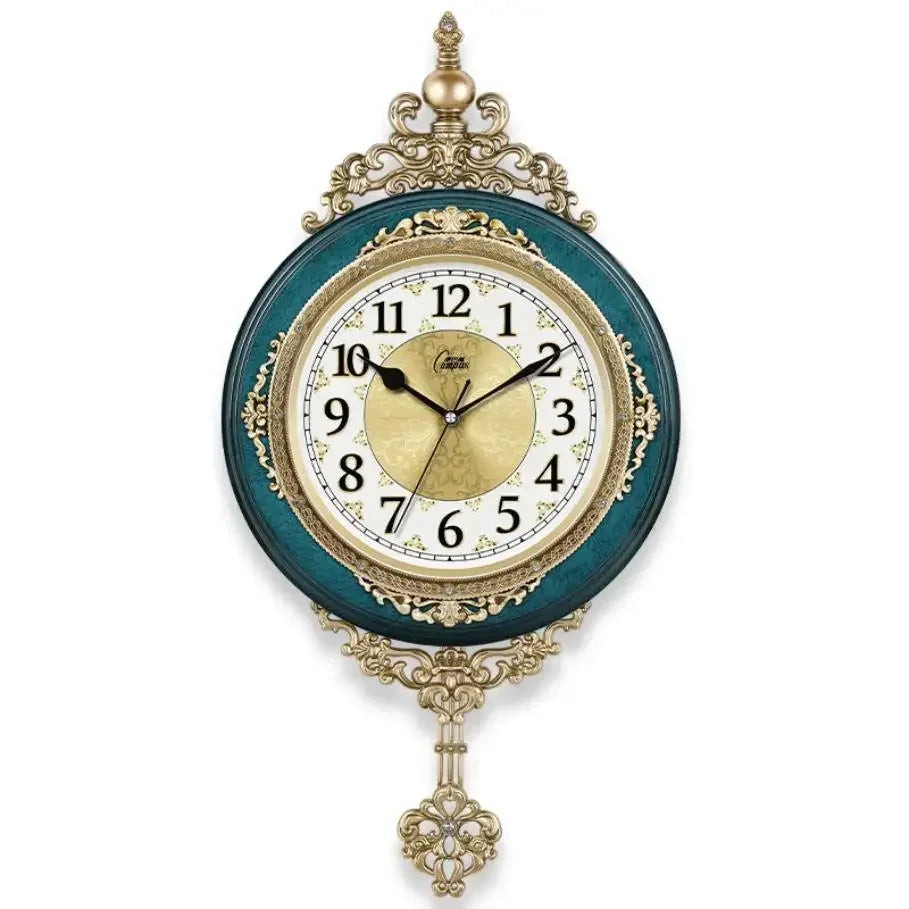 horloge murale baroque quartz aiguilles 30cm blanc doré salon unique