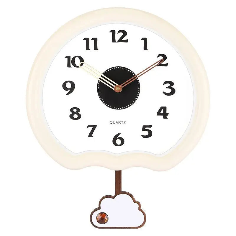 horloge murale nuage marron blanc vintage pendule decoratif minimaliste analogique
