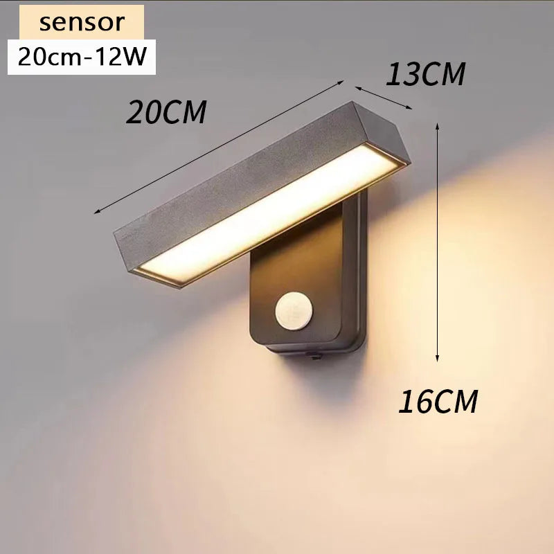 lumière murale led moderne 30cm marron foncé interrupteur tactile sensoriale ip65 étanche