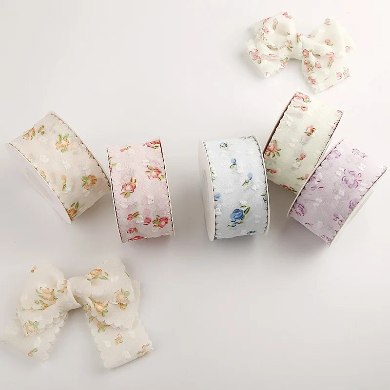 rubans adhésifs vintage fleurs feuilles blanc rose bleu vert opaques pré enroulés