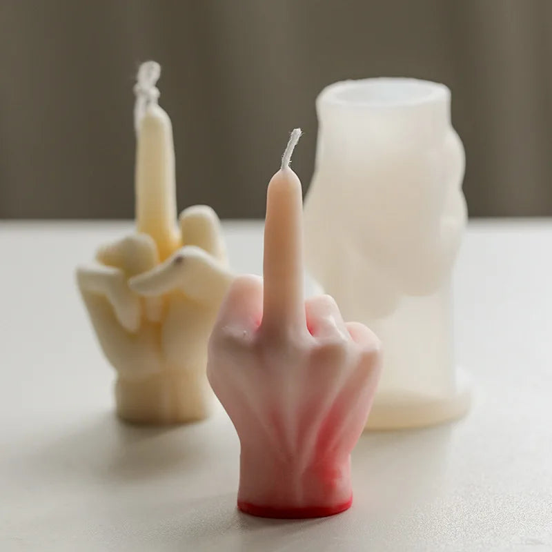 bougies main doigt levé cœur silicone couleur aléatoire aromathérapie artisanat modernes créatives