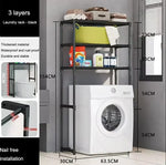 étagère rangement moderne multi niveaux blanc noir grande capacité sans perforation machine laver toilette