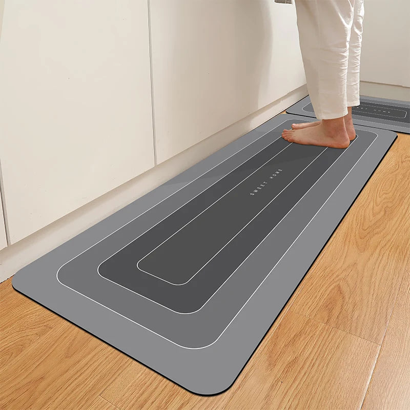 tapis sol gris moderne antidérapant polyester pile désossée lavage machine main intérieur cuisine porte