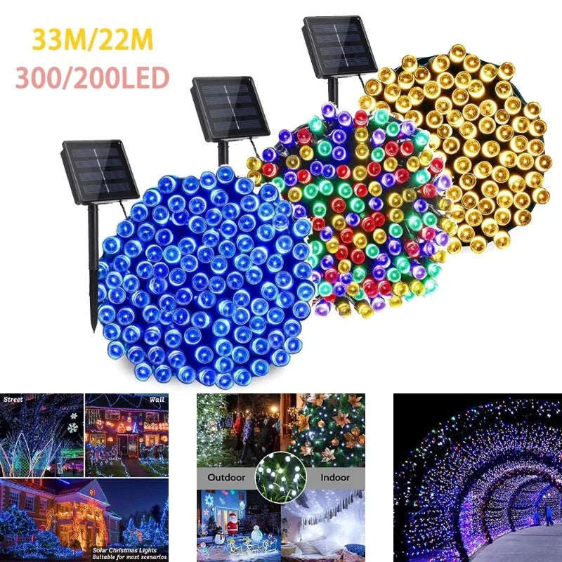 guirlande lumineuse solaire multicolore moderne modes ip67 étanche 300 led 33m