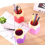porte crayons hexagonaux multicolores imitant crayon taillé décoratif ludique 14 ans+