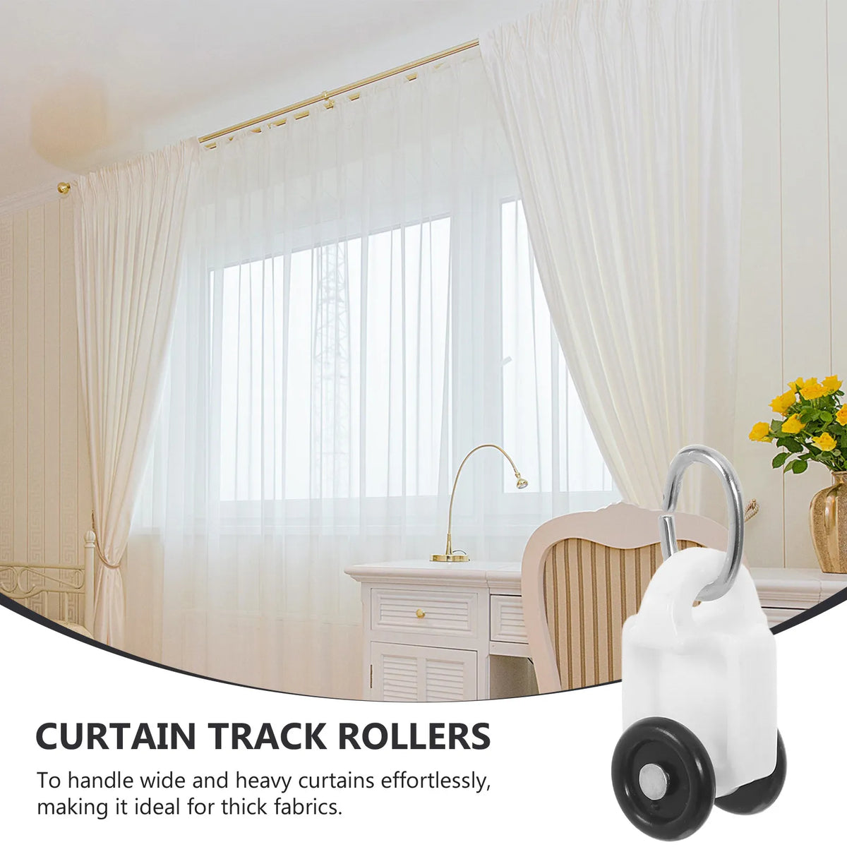 rouleaux rideau glissants blanc noir moderne tringle rideaux doubles roues