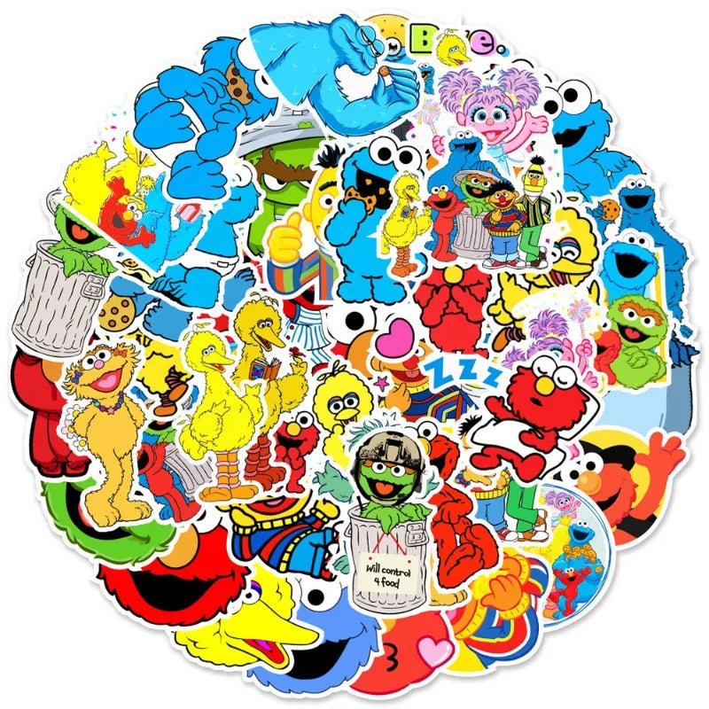 sticker sesame street enfant collection cartoon personnages adhésifs couleur bye zzz wow
