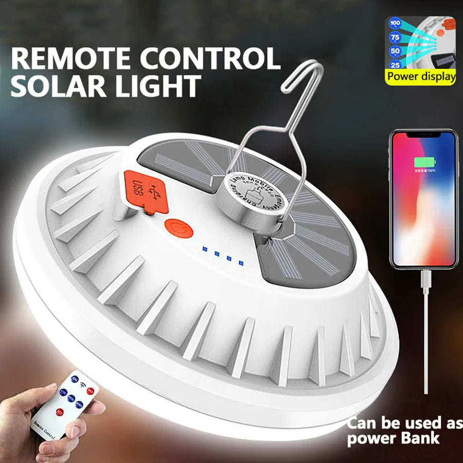 lampe solaire led rechargeable usb portable urgence camping randonnée blanc moderne
