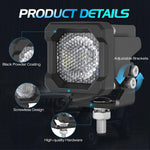 feux travail led noir 50w ip68 étanche ajustables haute luminosité off road unique optique