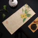 serviettes thé vert bleu beige peinture chinoise motifs floraux art traditionnel zipper cuisine