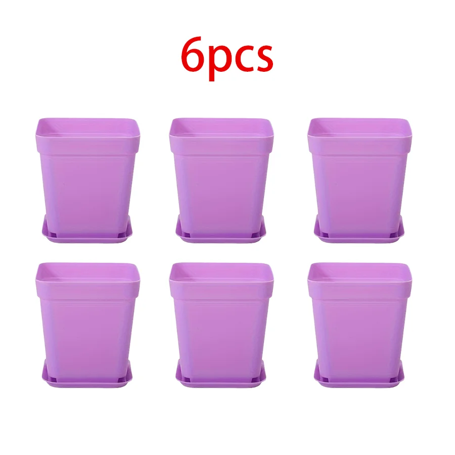 pots fleurs carrés multicolores plastique violet bleu jaune vert moderne adhésif 7cm 8cm 5cm