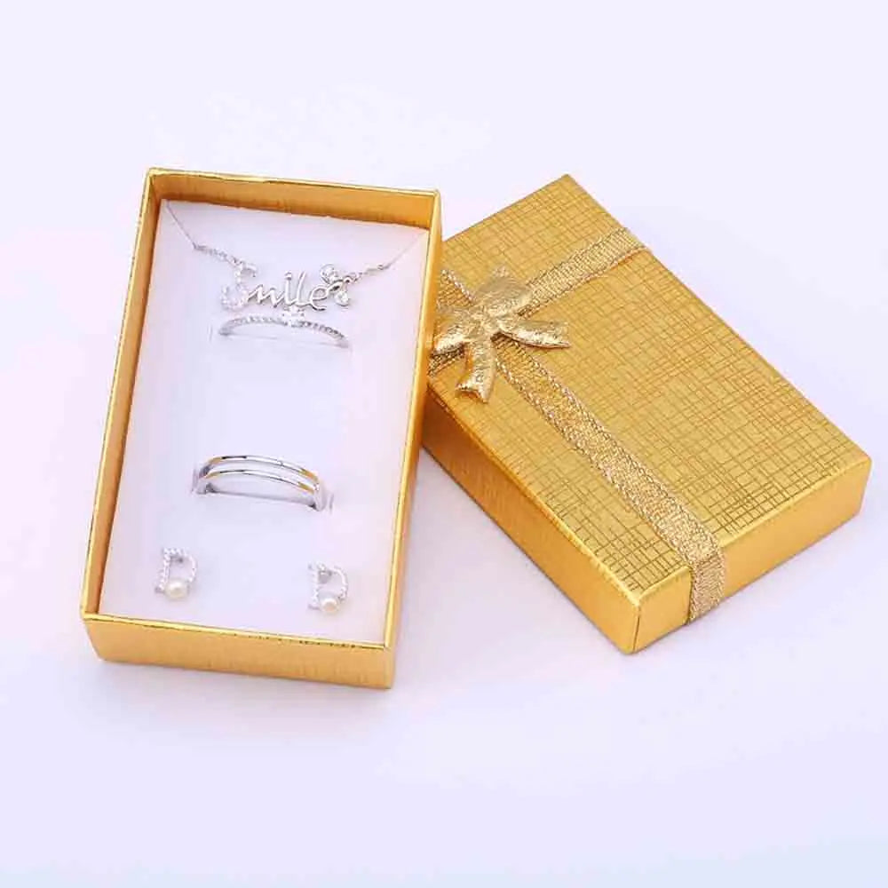 boîtes bijoux or argent classiques éponge blanche colliers bagues boucles d'oreille emballage cadeau 5x8x2.5cm