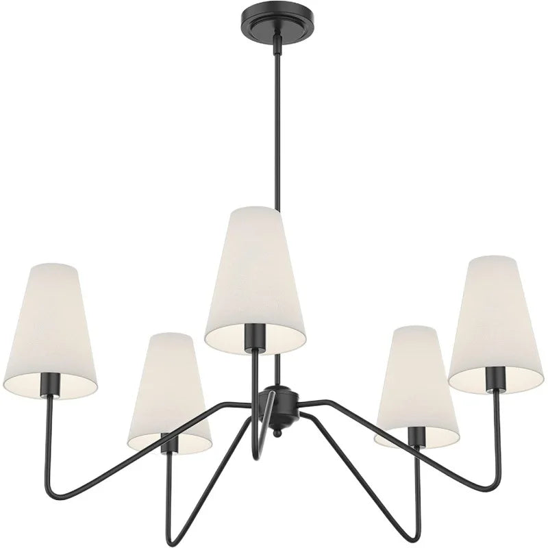 Suspension lumineuse moderne tissu noir blanc abat jour simple minimaliste