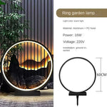 lampe paysage circulaire noir doré moderne pied solide ip65 led flux lumineux lumiere exterieure