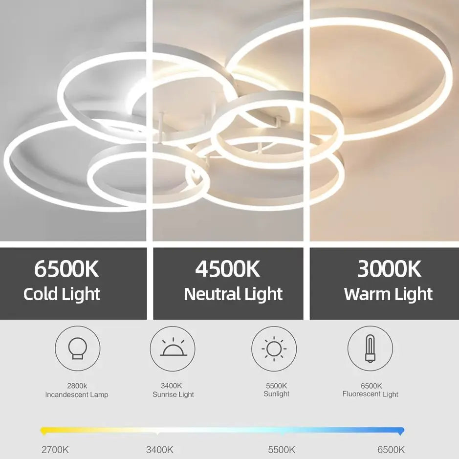 luminaire moderne led dimmable blanc or télécommande éclairage concentrique minimaliste