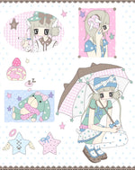 stickers dessin animé filles motifs colorés personnages doux accessoires variés animes vibrant palette couleursscrição