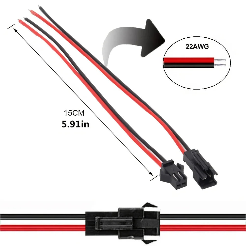 connecteurs led broches cable noir rouge vert bleu blanc clips utilitaires