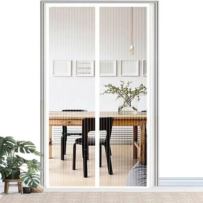 rideau moustiquaire magnétique porte noir maille fine opacité moderne adhésif clips inclusion