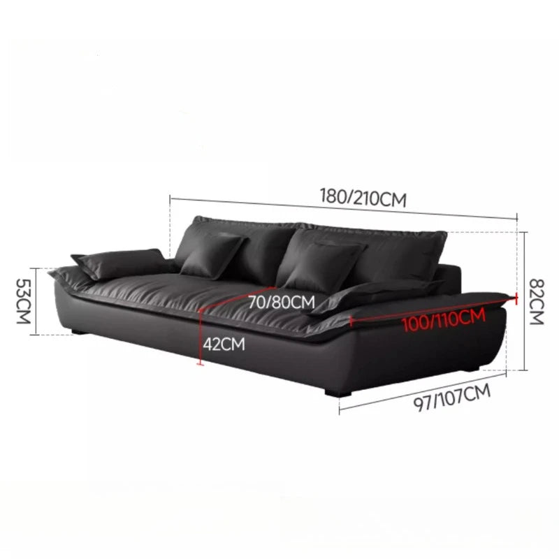 canapé d'angle simili cuir noir moderne coussins doux 180cm 210cm